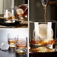 Ice Ball Maker Mold - Set of 3 Reclining Sphere Molds - 2.5 Inch Round Slow Melting Silcone Ice Cube Trays for Whiskey, Cocktails & Bourbon