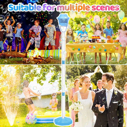 Stand-Up Lamp Post Bubble Blower | 19,000+ Bubbles, Rechargeable, Lights for Yard & Camping