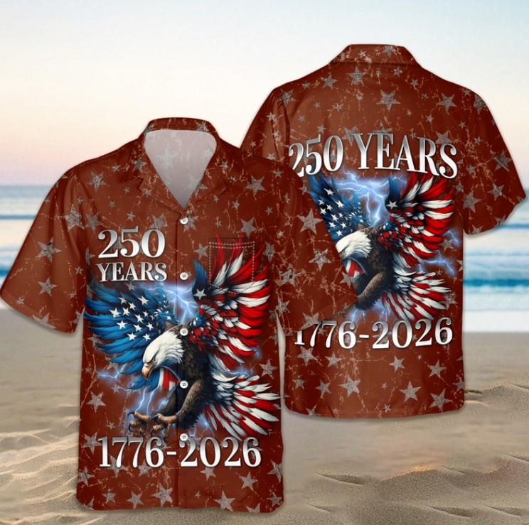 Personalized 250th Anniversary Eagle Patriotic American Hawaiian Shirts