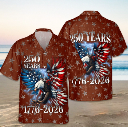 Personalized 250th Anniversary Eagle Patriotic American Hawaiian Shirts