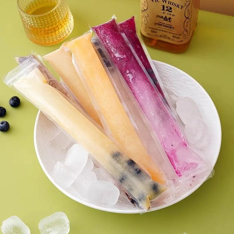 Premium DIY Popsicle Bags with Zip-Top Seal | Food-Grade Disposable Ice Pop Pouches