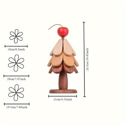 Premium Wooden Christmas Tree Trivet Set | Folding Heat-Resistant Coasters & Festive Table Decor