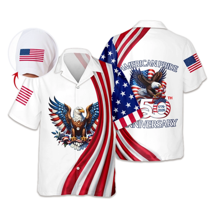 Custom Name American Pride Patriotic 250th Anniversary Eagle Hawaii Shirt