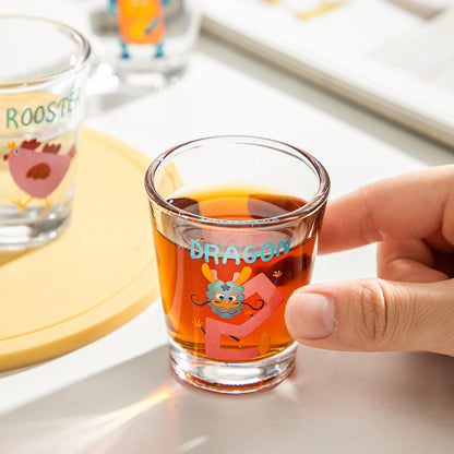 Kawaii Glass Shot Cups | Cute Cartoon Mini Glasses for Soju, Sake & Espresso