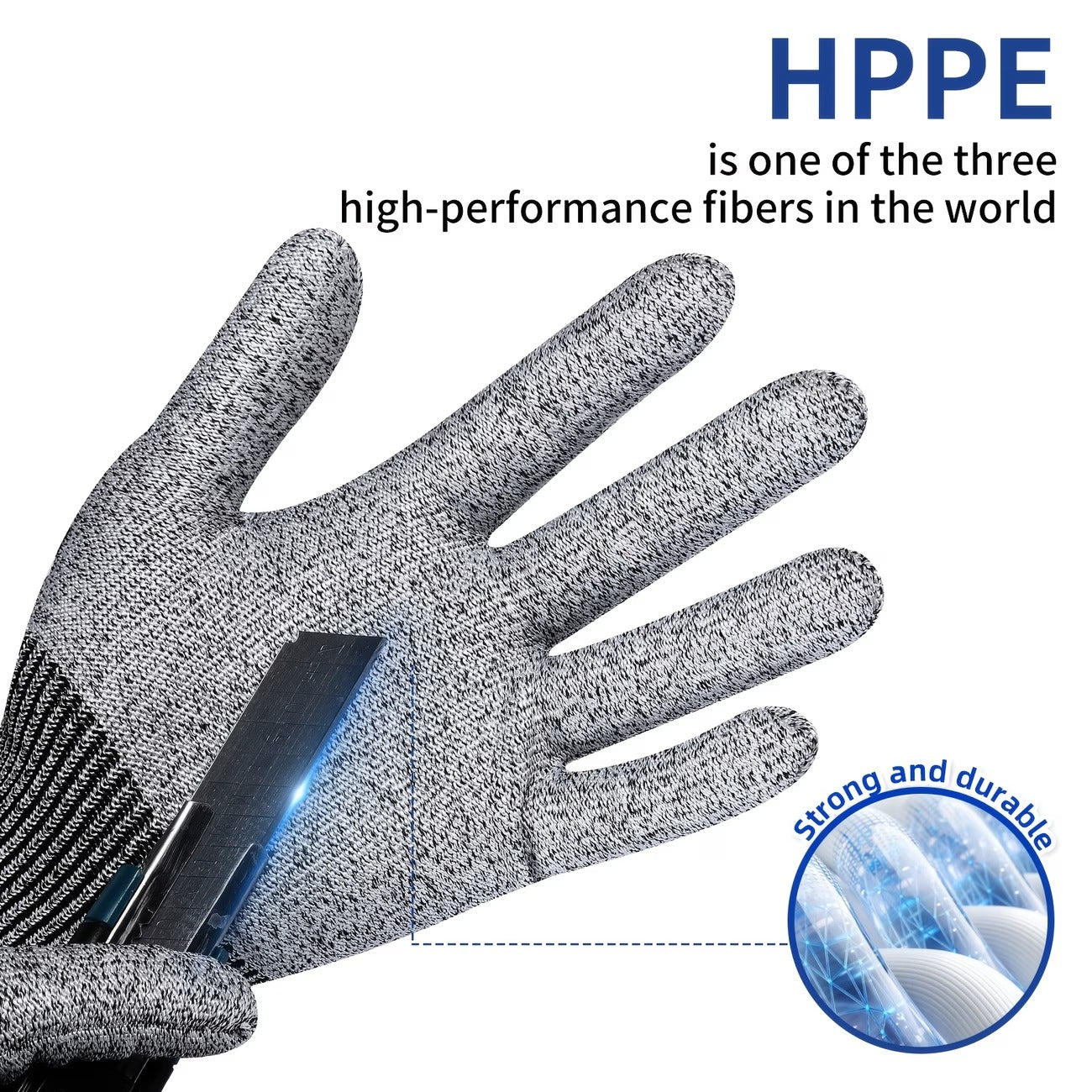 CE Certified EN388 Safety Gloves | Level 5 Cut Resistant & Abrasion Proof HPPE Work Gloves