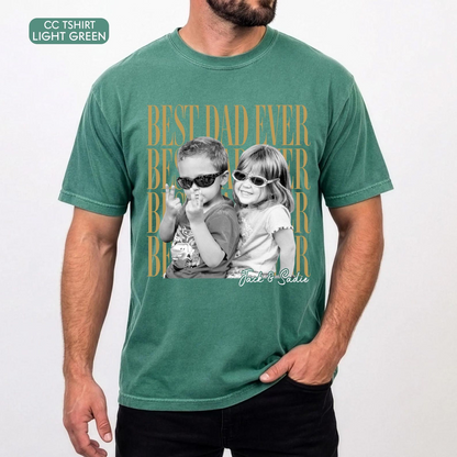 Custom Dad Vintage Photo Shirt: Personalized Fathers Day Shirt With Kids Photo, Funny Dad Shirt, Best Dad Ever Shirt, New Dad Gift