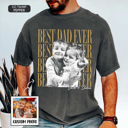 Custom Dad Vintage Photo Shirt: Personalized Fathers Day Shirt With Kids Photo, Funny Dad Shirt, Best Dad Ever Shirt, New Dad Gift