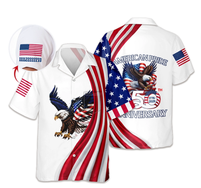 Custom Name American Pride Patriotic 250th Anniversary Eagle Hawaii Shirt
