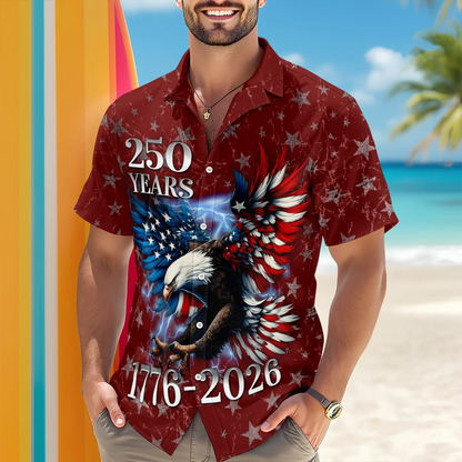 Personalized 250th Anniversary Eagle Patriotic American Hawaiian Shirts