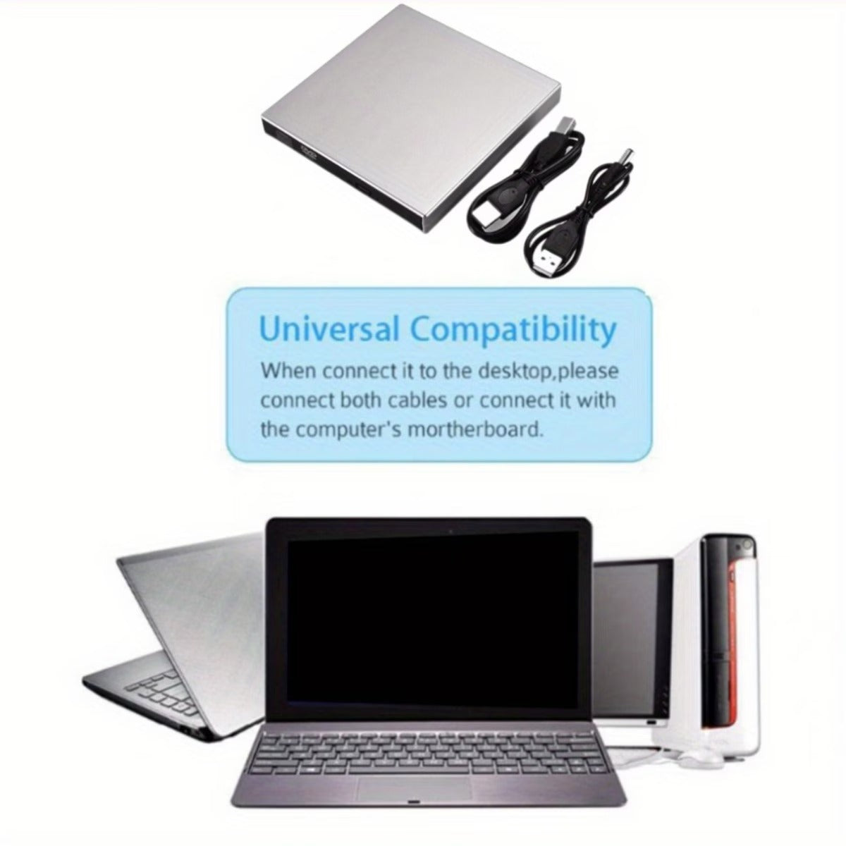 Portable External CD/DVD Drive | USB CD-RW Burner & DVD Reader for Laptop