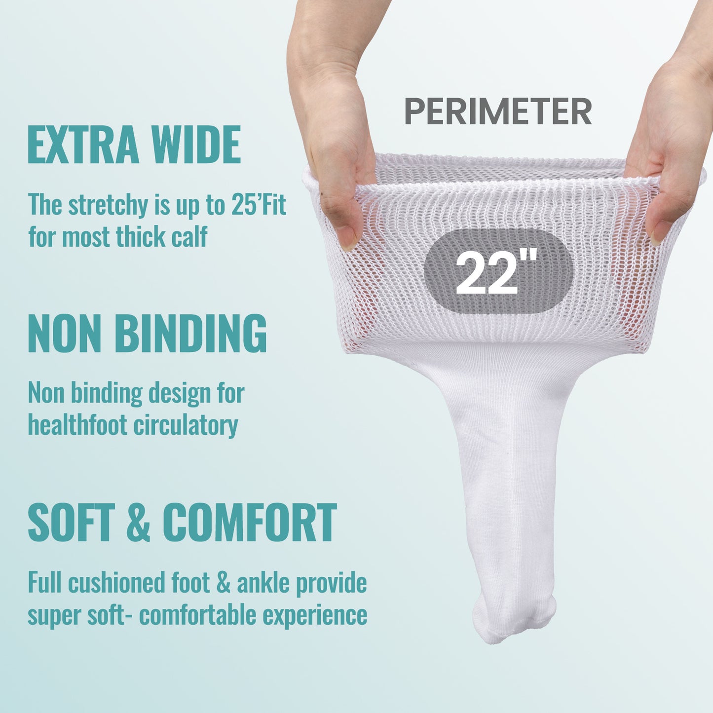 Extra Wide Non-Binding Socks | Premium Cushioned Mid-Calf Socks for Swollen Feet & Wide Calves