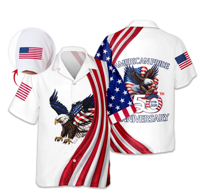 Custom Name American Pride Patriotic 250th Anniversary Eagle Hawaii Shirt