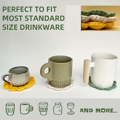 Handmade Crochet Floral Coaster | Cute Ins-Style Knitted Mug Rug & Desk Decor