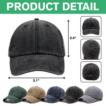 Custom Photo Dog Cat Dad Washed Denim Baseball Cap
