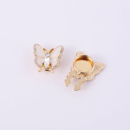 ✨ 3D Crystal Butterfly Cufflinks for Women | Elegant Rhinestone Shirt Collar Pin & Cuff Studs
