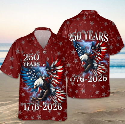 Personalized 250th Anniversary Eagle Patriotic American Hawaiian Shirts