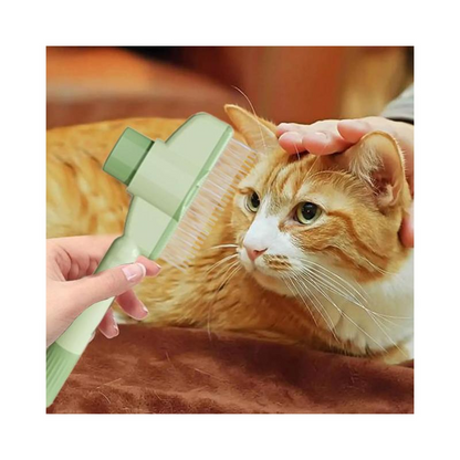 Pet Hair Removal Comb with Release Button for Cats and Dogs, De-Shedding Brush with Long & Short Stainless Steel Teeth for Efficient Hair Removal
