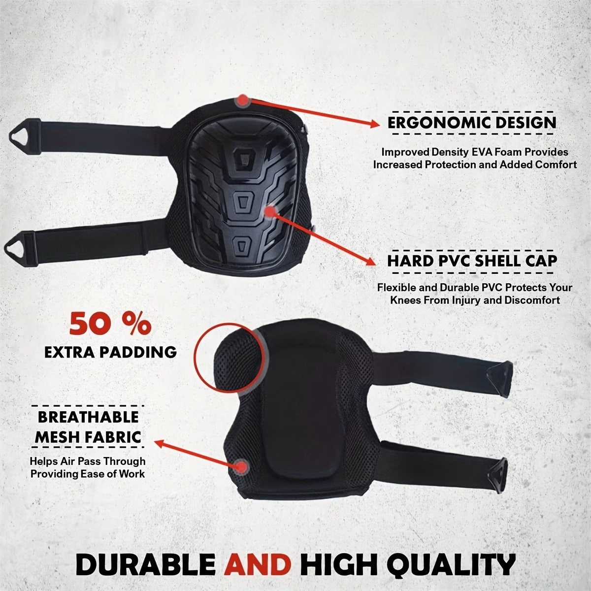 Pro-Grade Hard Shell Knee Pads | Heavy-Duty Concrete & Flooring Work Knee Protection