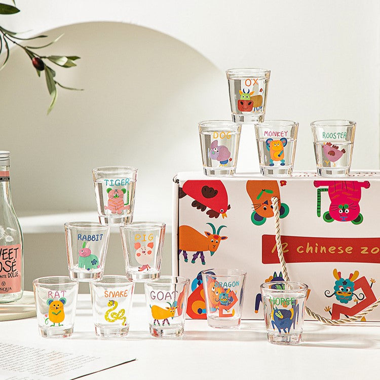 Kawaii Glass Shot Cups | Cute Cartoon Mini Glasses for Soju, Sake & Espresso