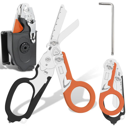 🚑 6-in-1 Tactical Folding Shears | Emergency Trauma Scissors & EDC Multi-Tool with Holster