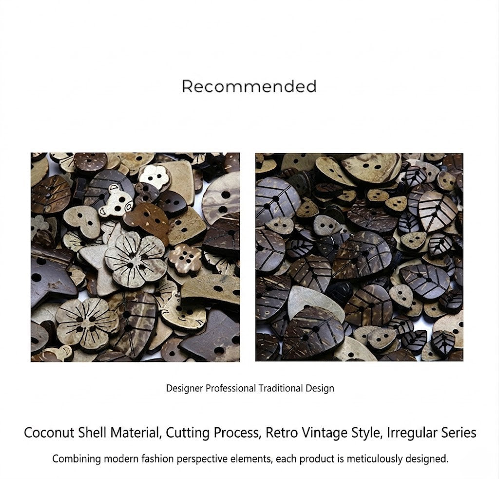 Vintage Distressed Coconut Shell Buttons — For Sweaters, Cardigans & DIY Crafts