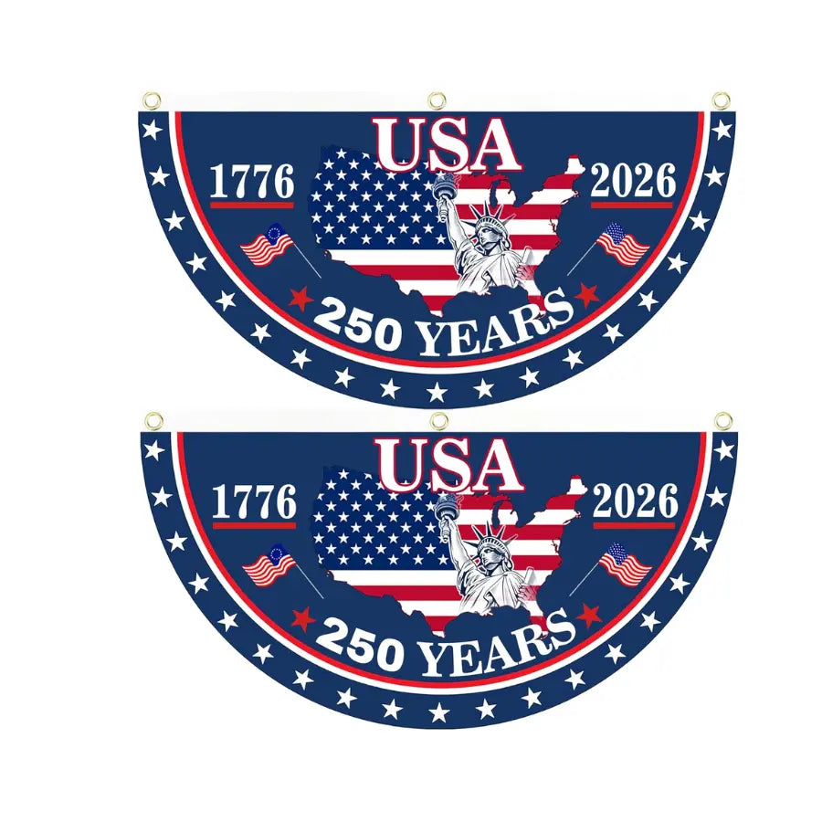 【2026 USA 250th】America 250 Years Patriotic Bunting Flag | Semicircle Porch Banner