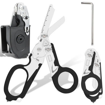 🚑 6-in-1 Tactical Folding Shears | Emergency Trauma Scissors & EDC Multi-Tool with Holster