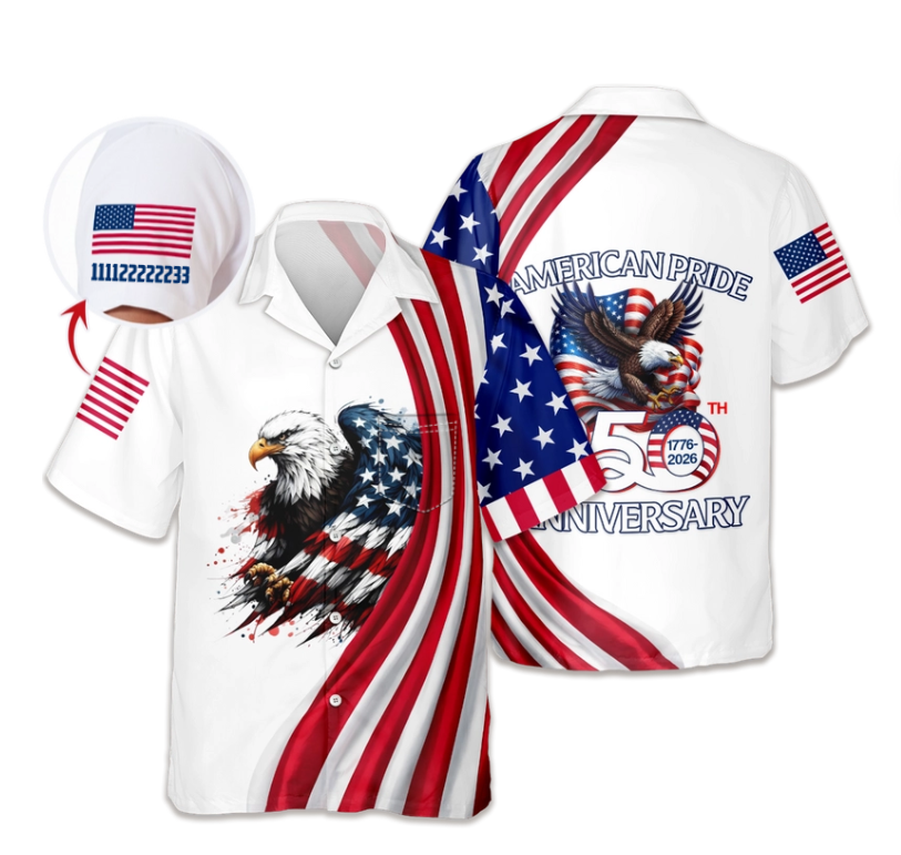Custom Name American Pride Patriotic 250th Anniversary Eagle Hawaii Shirt