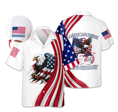Custom Name American Pride Patriotic 250th Anniversary Eagle Hawaii Shirt