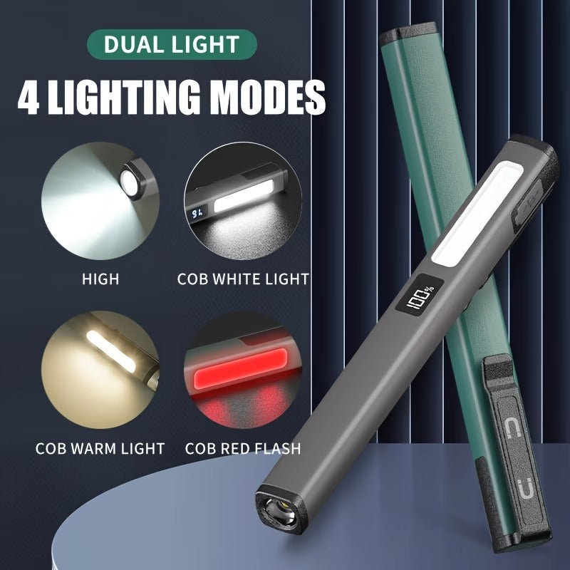 6-in-1 Magnetic EDC Penlight | Rechargeable Inspection & Auto Work Light with LED Display