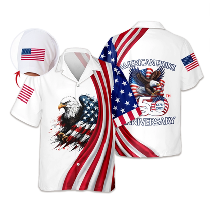 Custom Name American Pride Patriotic 250th Anniversary Eagle Hawaii Shirt