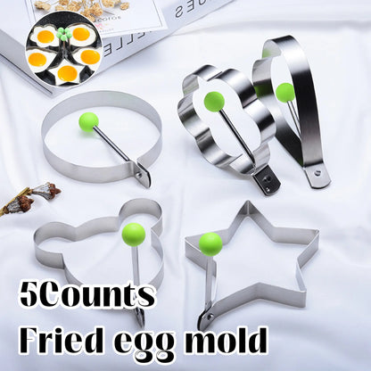 🍳 5-Piece Fun Shape Egg & Pancake Molds | Turn Boring Breakfasts into Kids' Favorites