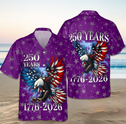Personalized 250th Anniversary Eagle Patriotic American Hawaiian Shirts