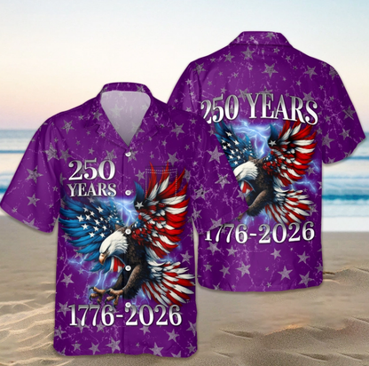 Personalized 250th Anniversary Eagle Patriotic American Hawaiian Shirts