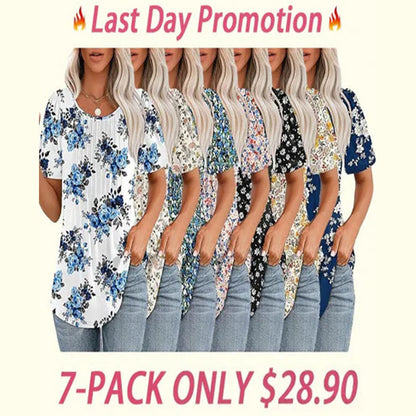 💕Last day promotionWomens💕 T-Shirts Short SleevePleated Dressy Casual ScoopedNeck Summer Tops Blouses