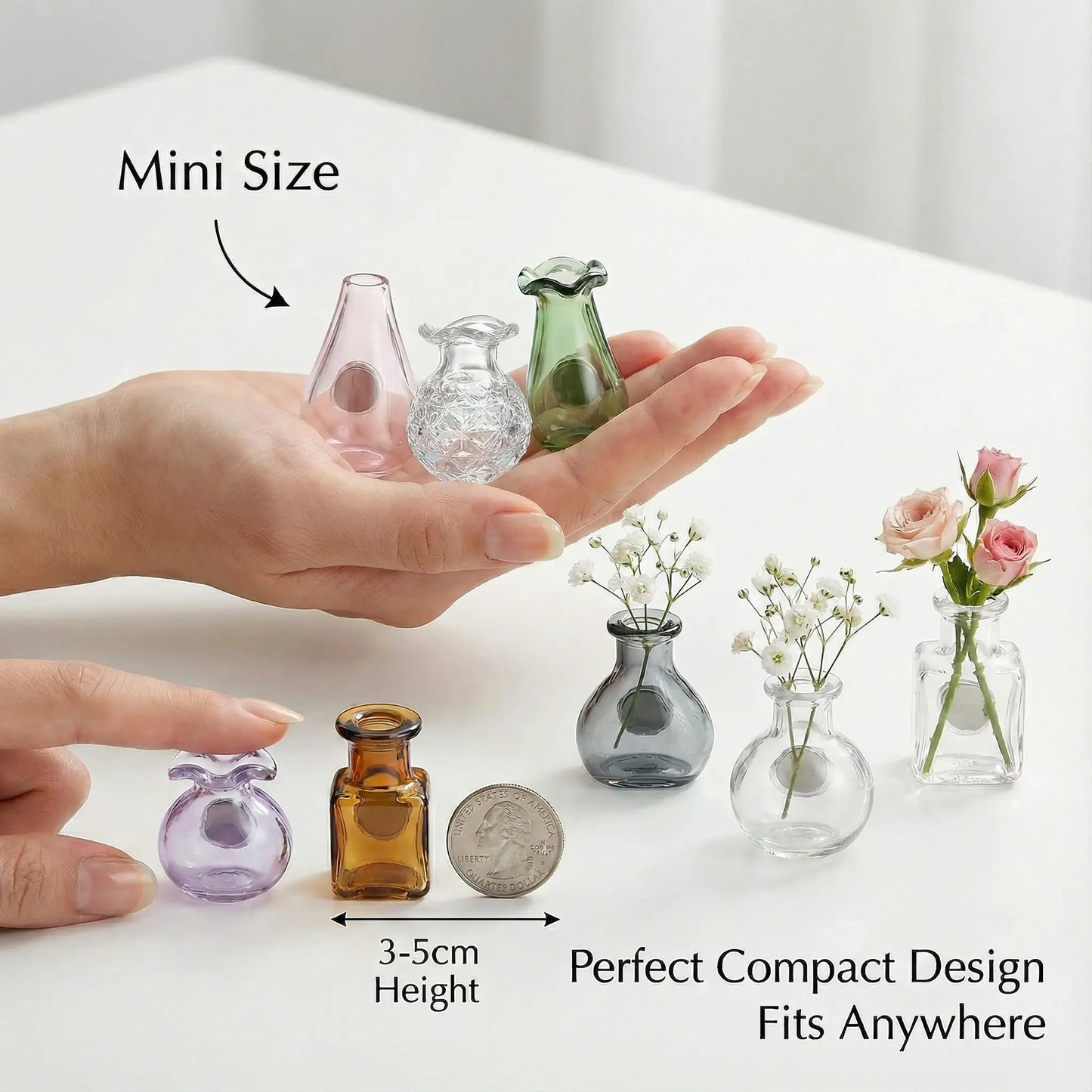 Mini Glass Vase Fridge Magnets Set – Magnetic Bud Vases for Real Flowers & Home Decor
