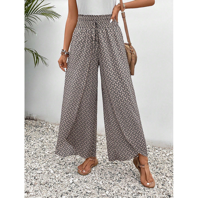 Lightweight Flowing Casual Wear Leg Trousers with Elastic Waist