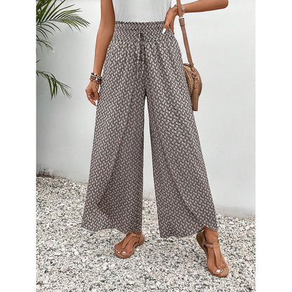 Lightweight Flowing Casual Wear Leg Trousers with Elastic Waist