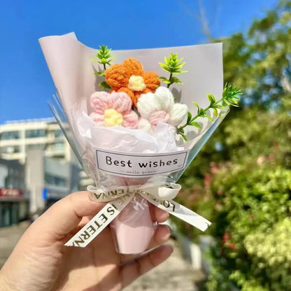 ✨ Handmade Crochet Mini Flower Bouquet | Eternal Floral Gift & Emotional Support Decor