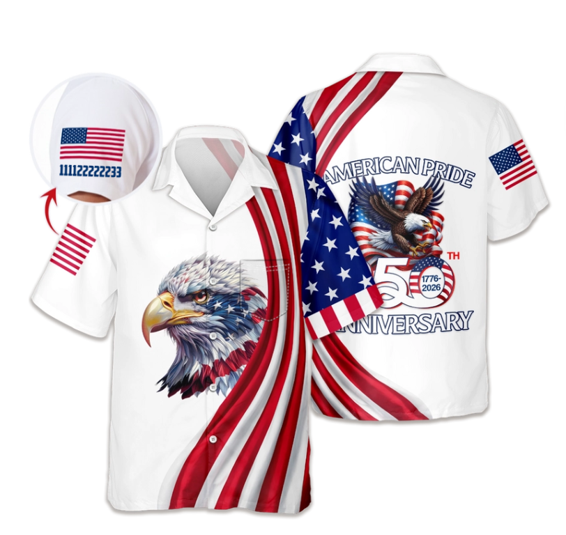Custom Name American Pride Patriotic 250th Anniversary Eagle Hawaii Shirt