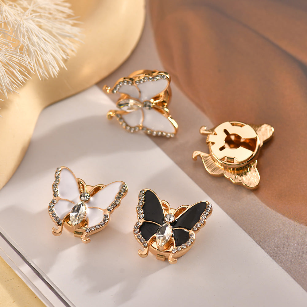✨ 3D Crystal Butterfly Cufflinks for Women | Elegant Rhinestone Shirt Collar Pin & Cuff Studs