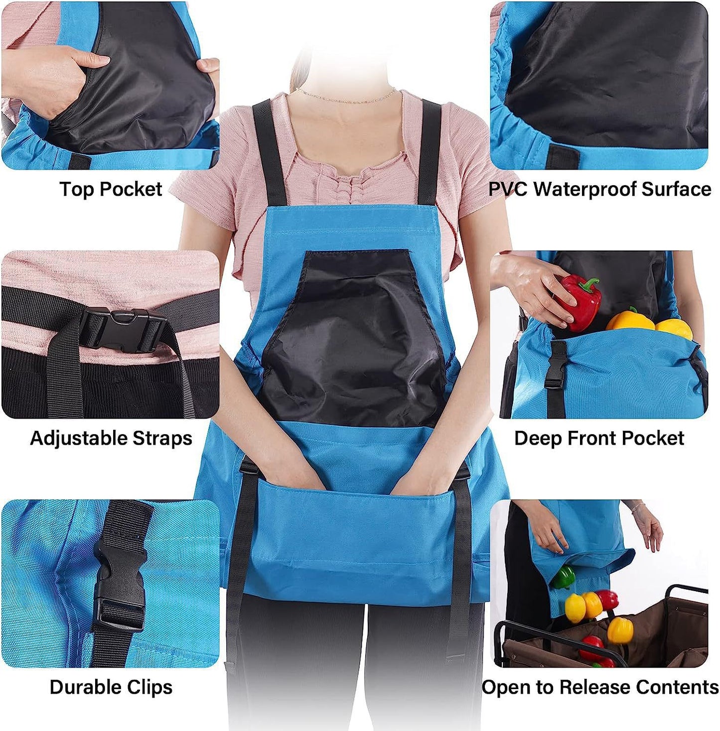 Premium Heavy-Duty Harvesting Apron | Hands-Free Gardening & Foraging Bag with Quick-Release Bottom