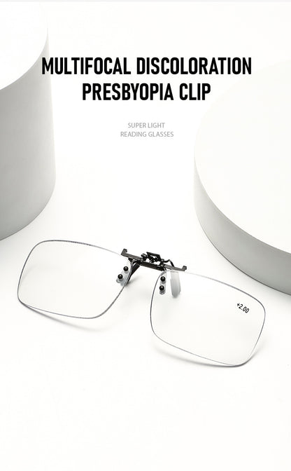 Photochromic Progressive Multifocal Clip-On Reading Glasses | Anti-Blue Light & Flip-Up Lenses