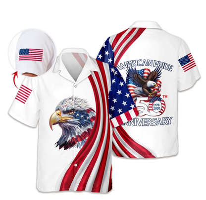 Custom Name American Pride Patriotic 250th Anniversary Eagle Hawaii Shirt