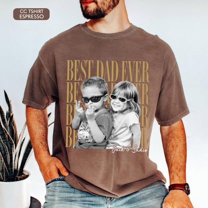 Custom Dad Vintage Photo Shirt: Personalized Fathers Day Shirt With Kids Photo, Funny Dad Shirt, Best Dad Ever Shirt, New Dad Gift