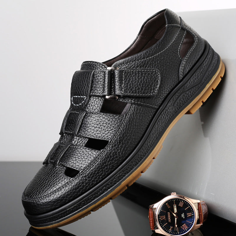 🎁50% OFF🎁Men’s Closed Toe Shock Leather Sandals – Comfort Meets Craftsmanship