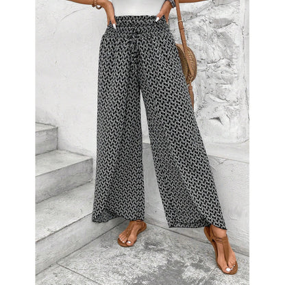 Lightweight Flowing Casual Wear Leg Trousers with Elastic Waist