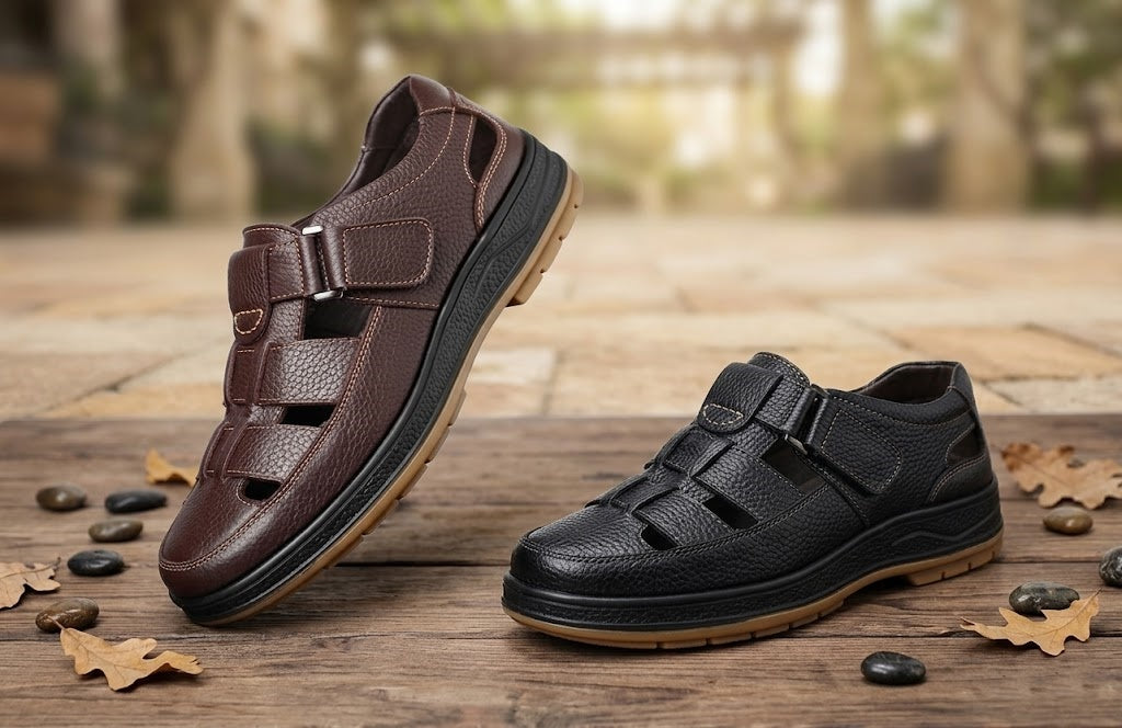 🎁50% OFF🎁Men’s Closed Toe Shock Leather Sandals – Comfort Meets Craftsmanship