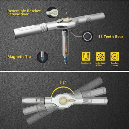 2026 Upgraded 24-in-1 Magnetic Ratchet Screwdriver Set - S2 Steel Multi-Functional Tool Kit for Home & DIY