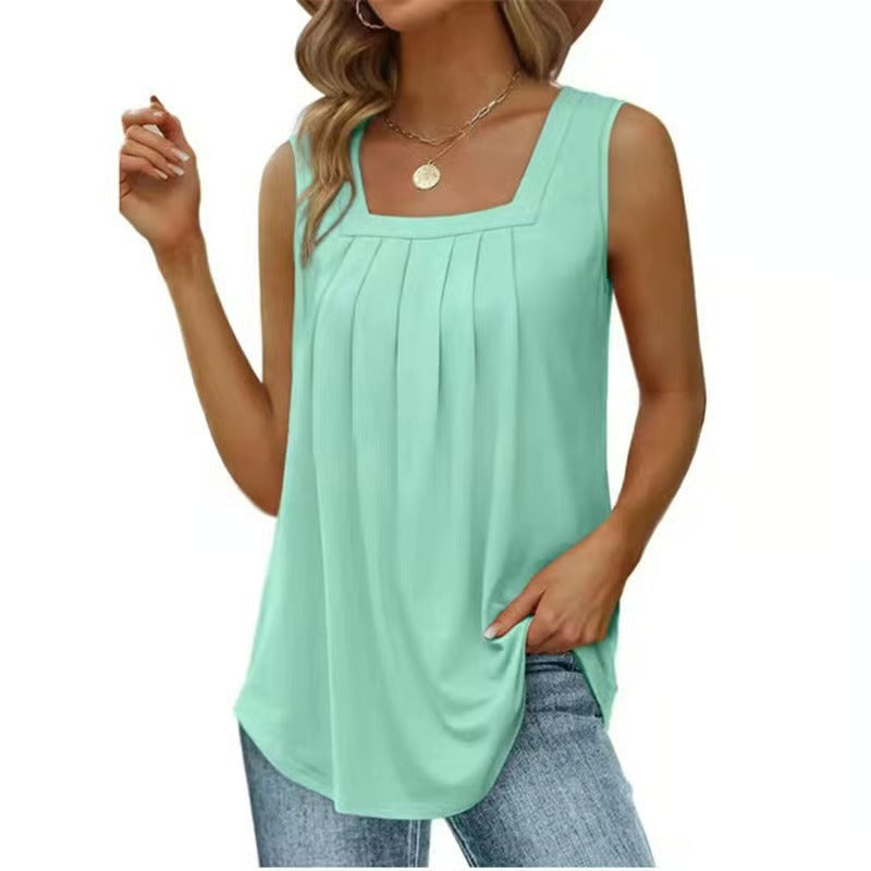 ✨✨Womens Cute Tank Tops Loose Fit Causal Summer U Neck Sleeveless Soft Womenswear👚